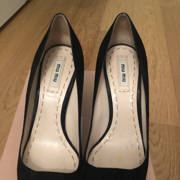 Miu Miu Calzature Donna Black Suede Heels - Picture 1 of 5